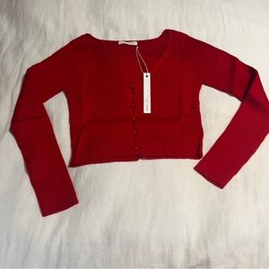 One Grey Day Red Cropped Cardigan. SIZE SMALL
